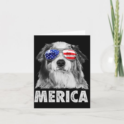 Aussie australian shepherd 4. Juli Merica Karte (Vorderseite)