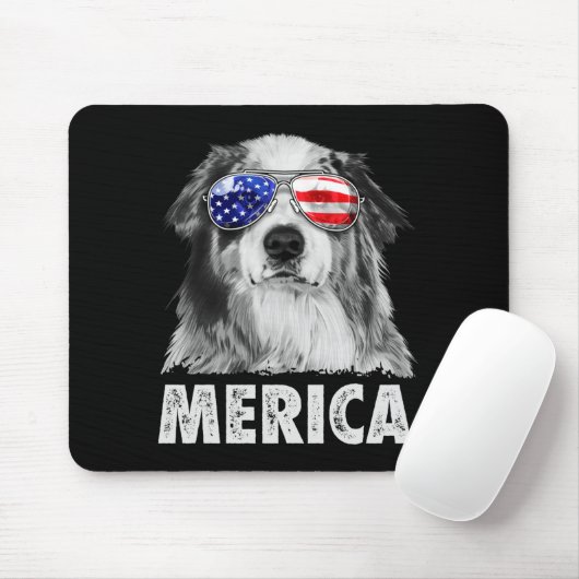 Aussie australian shepherd 4. Juli Merica Mousepad (Mit Mouse)