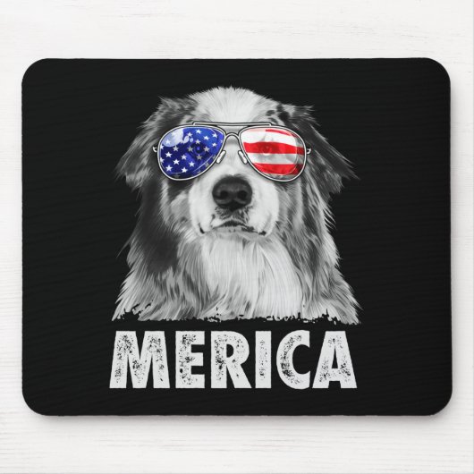 Aussie australian shepherd 4. Juli Merica Mousepad (Vorne)
