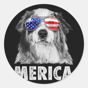 Aussie Australian Shepherd 4. Juli Merica Runder Aufkleber