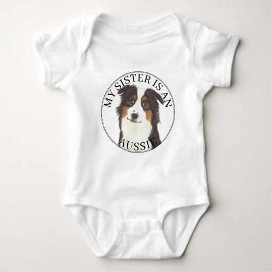 Aussie Australian Shepherd Big Sister Baby Strampler (Vorderseite)