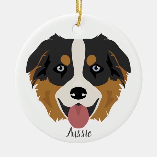 Aussie, Australian Shepherd Christmas Ornament (Vorne)