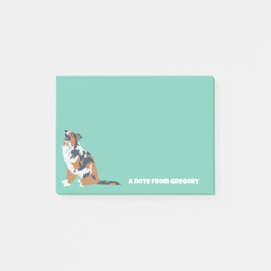 Aussie Australian Shepherd Dog Personalisiert Post-it Klebezettel (Vorderseite)