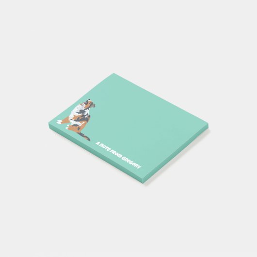 Aussie Australian Shepherd Dog Personalisiert Post-it Klebezettel (angewinkelt)