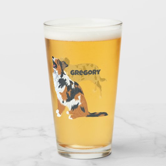 Aussie Australian Shepherd Dog Personalized Glas (Vorne (Gefüllt))