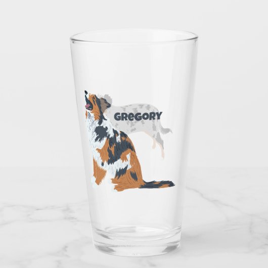 Aussie Australian Shepherd Dog Personalized Glas (Vorderseite)