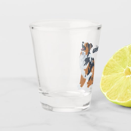 Aussie Australian Shepherd Dog Personalized Schnapsglas (Links)