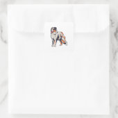 Aussie - Australian Shepherd Dog Quadratischer Aufkleber (Tasche)