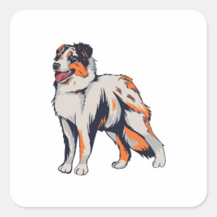 Aussie - Australian Shepherd Dog Quadratischer Aufkleber