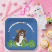 Aussie Australian Shepherd Dog Tropical Leaves Pappteller (Party)