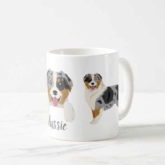 Aussie. Australian Shepherd Kaffeetasse (VorderseiteRechts)