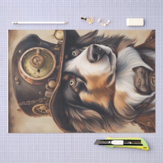 Aussie Aviator: Steampunk Shepherd Decoupage Seidenpapier (Handwerk)