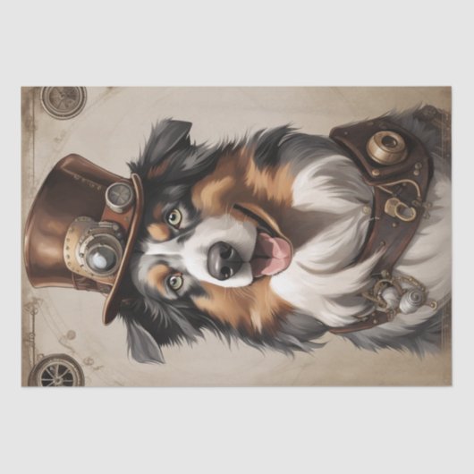 Aussie Aviator: Steampunk Shepherd Decoupage Seidenpapier (Vorderseite)