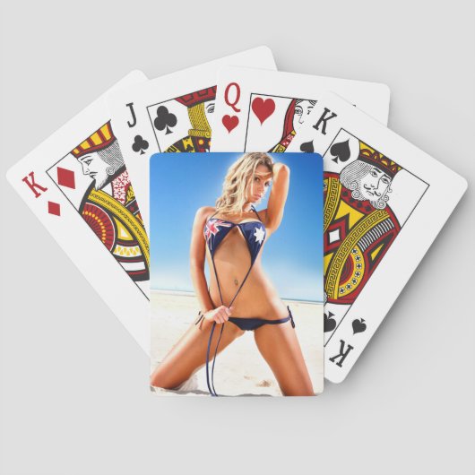 Aussie Bikini Babe spielt Karten Spielkarten (Rückseite)