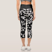Aussie Black and White Daisies Capri Leggings (Rückseite)