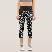 Aussie Black and White Daisies Capri Leggings (Vorderseite)
