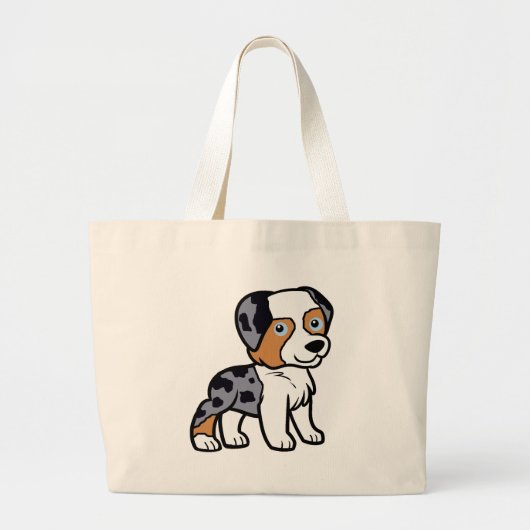 aussie blue merle Cartoon Jumbo Stoffbeutel (Vorne)