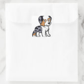 aussie blue merle Cartoon Quadratischer Aufkleber (Tasche)