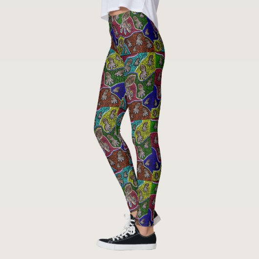 Aussie Blue Ringed Octopus Dot Art Leggings (Links)