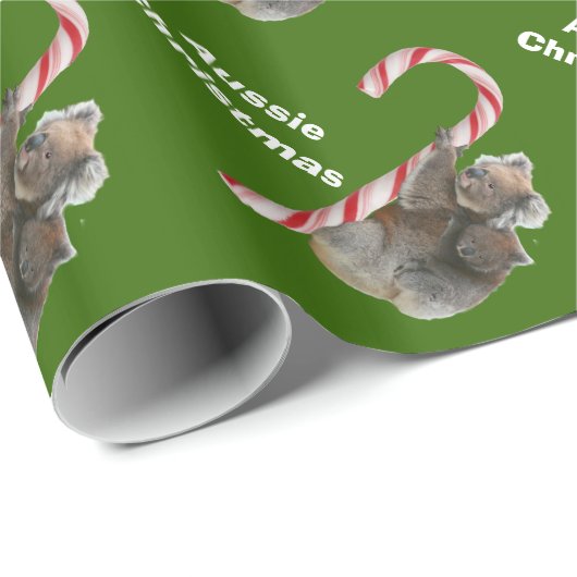Aussie Christmas Koala Bear Candy Cane Geschenkpapier (Rolleneckpunkt)