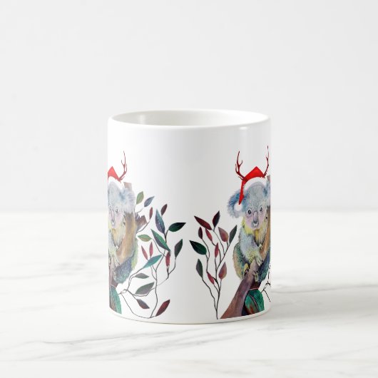 Aussie Christmas Koala Gum Tree Weihnachtsmannmütz Kaffeetasse (Mittel)
