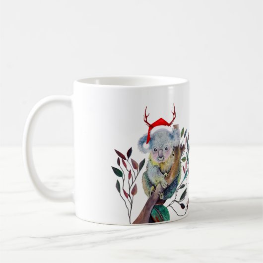 Aussie Christmas Koala Gum Tree Weihnachtsmannmütz Kaffeetasse (Links)