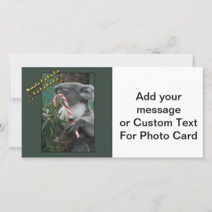 Aussie Christmas Koala mit Candy Cane Feiertagskarte