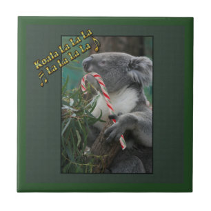 Aussie Christmas Koala mit Candy Cane Fliese