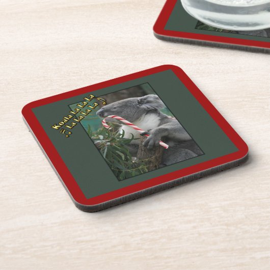 Aussie Christmas Koala mit Candy Cane Untersetzer (Linke Seite)