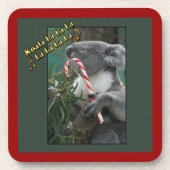 Aussie Christmas Koala mit Candy Cane Untersetzer (Vorderseite)