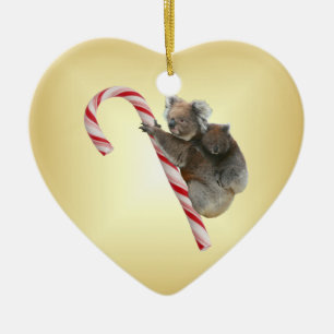 Aussie Christmas Koalas auf Candy Cane Keramik Ornament