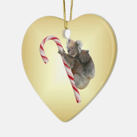 Aussie Christmas Koalas on Candy Cane Keramik Ornament (Links)