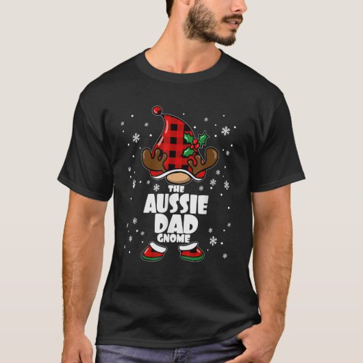 Aussie Dad Gnome Christmas Australian Shepherd Pap T-Shirt (Vorderseite)