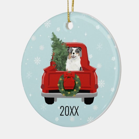 Aussie dog blue mersommers keramik ornament (Links)