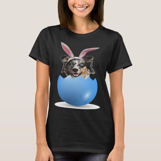 Aussie Dog  Easter Bunny Egg Hunt Australian Sheph T-Shirt (Vorderseite)