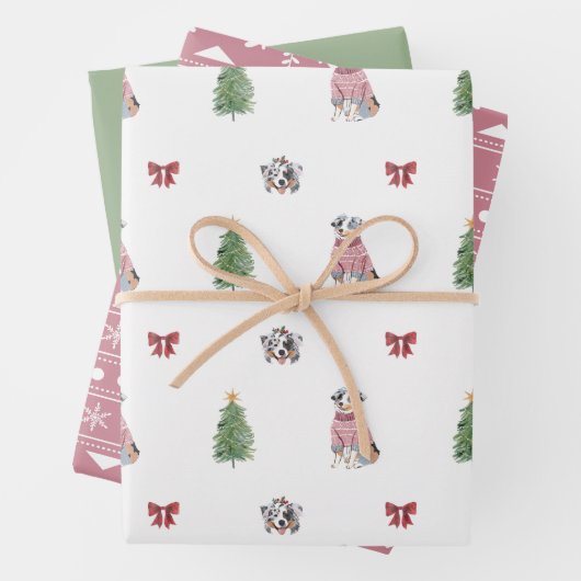 Aussie Dog Holiday Wrapping Paper Sheets Geschenkpapier Set (Beispiel)