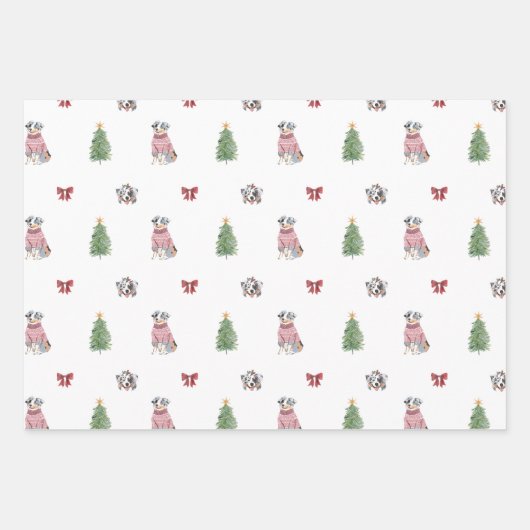 Aussie Dog Holiday Wrapping Paper Sheets Geschenkpapier Set (Vorderseite)