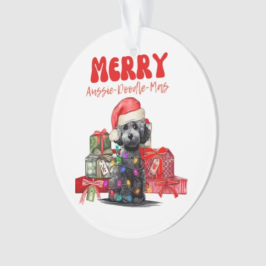 Aussie Doodle Christmas- Merry Aussie-Doodle-Mas Ornament (Vorderseite)