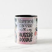 Aussie Doodle Coffee Morning Zweifarbige Tasse (Mittel)
