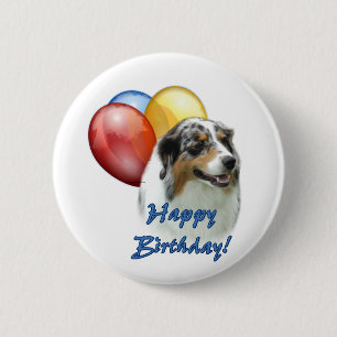 Aussie Happy Birthday Balloons Button