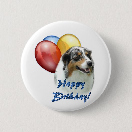 Aussie Happy Birthday Balloons Button (Vorderseite)