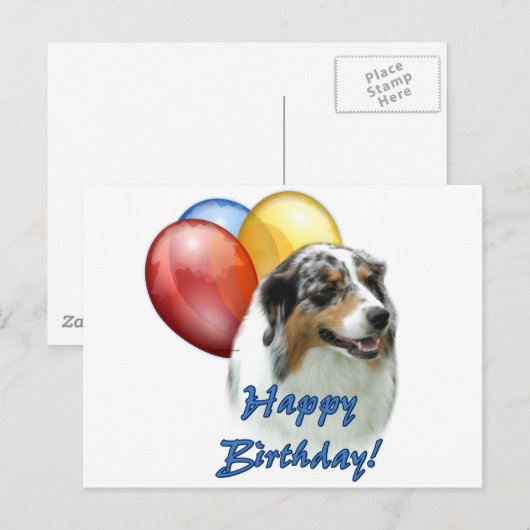Aussie Happy Birthday Balloons Postkarte (Vorne/Hinten)