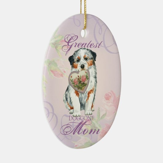 Aussie Heart Mama Keramik Ornament (Rechts)