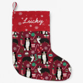 Aussie Hund Tricolate Name Strumpf Kleiner Weihnachtsstrumpf (Vorderseite)