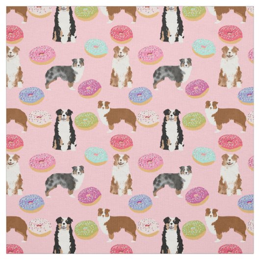 Aussie Hunde und Donuts pink Stoff (Muster)