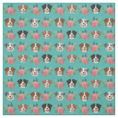Aussie Hunde und rosa Blüten Stoff (Muster)