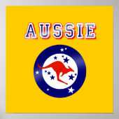 Aussie Kangaroo Flaggenemblem Logo Geschenke Poster (Vorne)