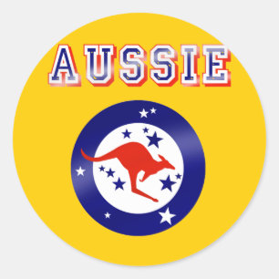 Aussie Kangaroo Flaggenemblem Logo Geschenke Runder Aufkleber