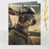 Aussie Kangaroo King of the Airways, Geburtstagska Karte (Gelbe Blume)