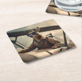 Aussie Kangaroo Pilot, Rechteckiger Pappuntersetzer (angewinkelt)